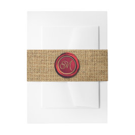 Vintages rustikales Red & Gold Monogram Wax Siegel Einladungsbanderole