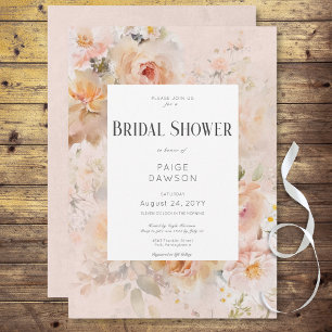 Vintages rustikales Rosa Blumenrahmen Brautparty Einladung