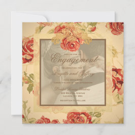 Vintages rustikales rote Rose Hochzeitsfest Foto Einladung