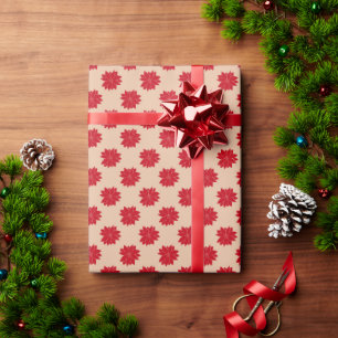 Vintages rustikales rotes Poinsettium Blumenmuster Geschenkpapier
