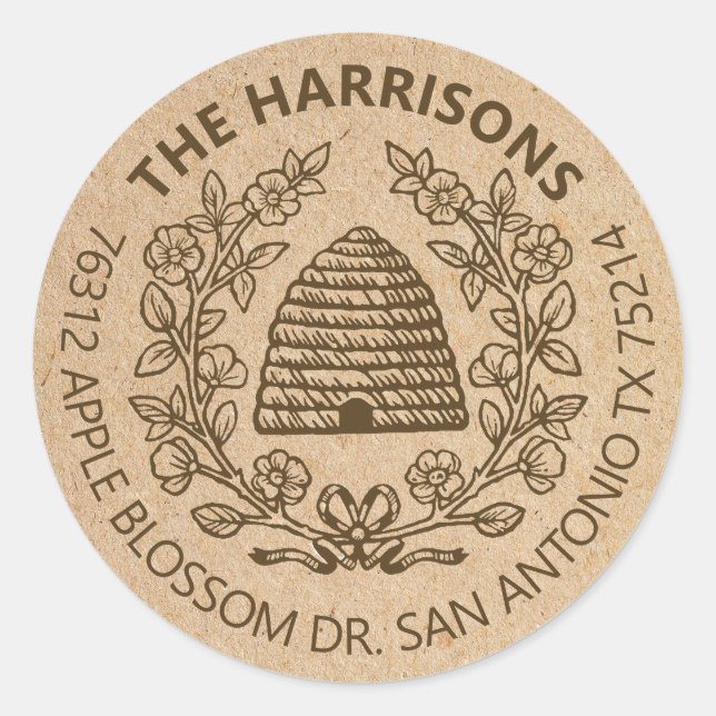 Vintages Rustikales Rücksendekennzeichen Runder Aufkleber (Vorderseite)