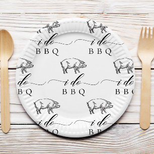 Vintages rustikales Schwein I Do GRILLEN Lässig Ho Pappteller