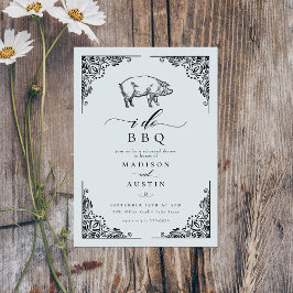 Vintages rustikales Schwein I Do GRILLEN Probe Abe Einladung