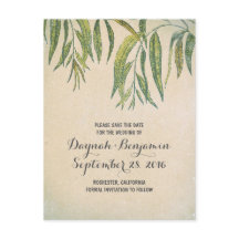 Vintages, rustikales Zahnblätterblatt Save the Dat