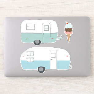 Vintages RV-Anhänger-Camper-Set zeichnende Kunst  Aufkleber