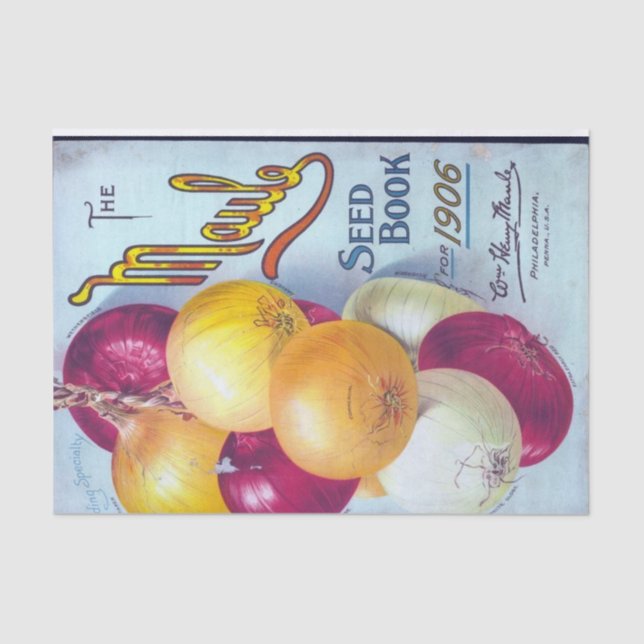 Vintages Saatbuch, Maule's 1906, Zwiebeln Seidenpapier (Vorderseite)