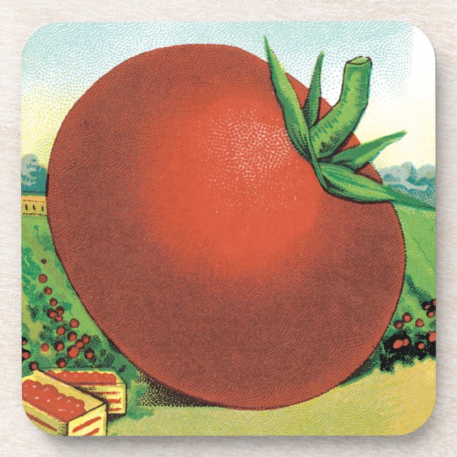 Vintages Saatgutpackungs-Label Art, Burt's Seed To Getränkeuntersetzer (Vorderseite)