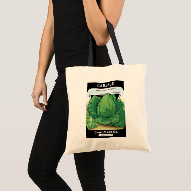 Vintages Saatgutpackungs-Label Art, grüner Kohl Tragetasche (Vorderseite (Produkt))