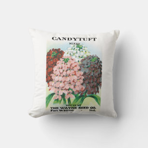 Vintages Saatgutpaket Kunst, Candytuft Garden Blum Kissen