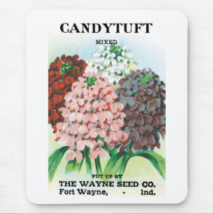 Vintages Saatgutpaket Kunst, Candytuft Garden Blum Mousepad