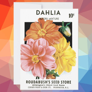 Vintages Saatgutpaket Kunst, Dahlia Garden Blume