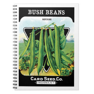 Vintages Saatgutverpackungs-Label Art, Bush Bean V Notizblock