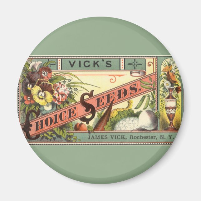 Vintages Saatgutverpackungs-Label Kunst, Auswahl a Magnet (Vorne)