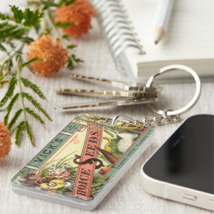 Vintages Saatgutverpackungs-Label Kunst, Auswahl a Schlüsselanhänger