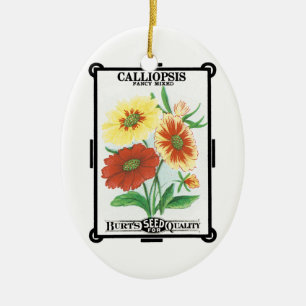 Vintages Saatgutverpackungslabel Art, Calliopsis B Keramik Ornament