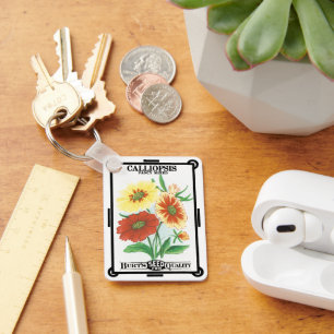 Vintages Saatgutverpackungslabel Art, Calliopsis B Schlüsselanhänger