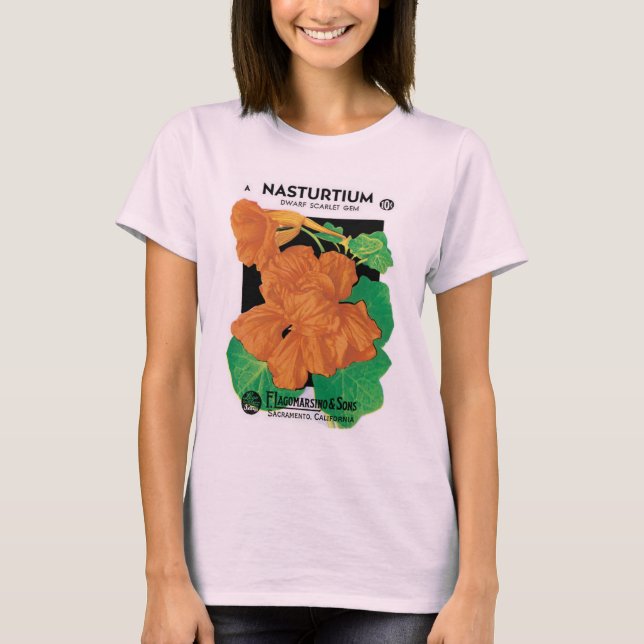 Vintages Saatgutverpackungslabel Art, Nasturtium-B T-Shirt (Vorderseite)