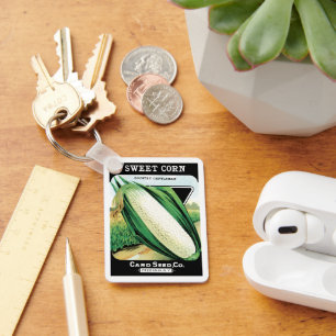 Vintages Saatgutverpackungslabel Art, Sweet White  Schlüsselanhänger