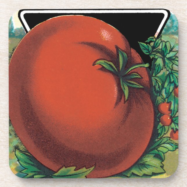 Vintages Saatgutverpackungslabel Art, Tomato Pomod Getränkeuntersetzer (Vorderseite)