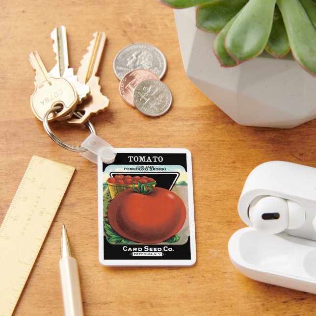 Vintages Saatgutverpackungslabel Art, Tomato Pomod Schlüsselanhänger (Schreibtisch)