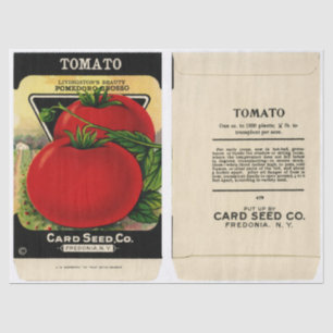 Vintages Saatgutverpackungtomato und Anleitungen Seidenpapier