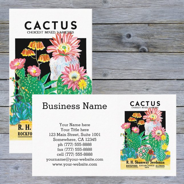 Vintages Saatpacket Label Art Wüste Kaktus Pflanze Visitenkarte (Von Creator hochgeladen)