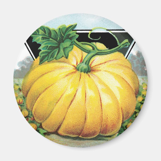 Vintages Saatpacketikett Art, Halloween Pumpkin Magnet (Vorne)