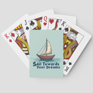 Vintages Sailboat Nautical Inspiration Zitat Spielkarten