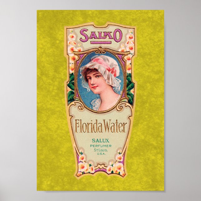 Vintages Salko Florida Water Parfüm Label Poster (Vorne)