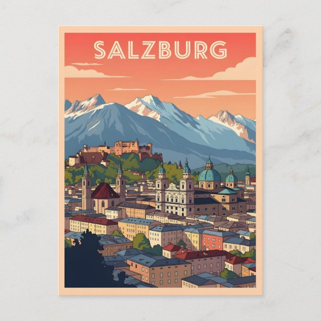 Vintages Salzburg Österreich Postkarte (Vorderseite)