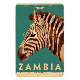 Vintages Sambia Zebra Travel Magnet