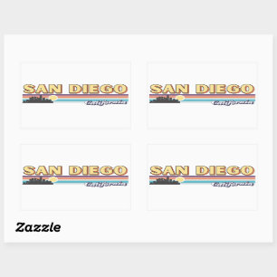 Vintages San Diego California Retro Sunset Streife Rechteckiger Aufkleber