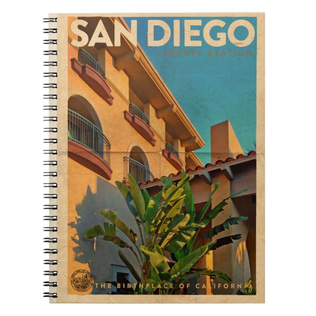 Vintages San Diego-Notebook Notizblock (Vorderseite)