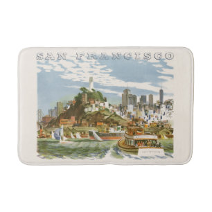 Vintages San Francisco Bay Travel Poster Ferryboat Badematte