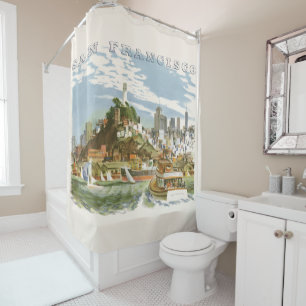 Vintages San Francisco Bay Travel Poster Ferryboat Duschvorhang