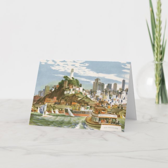 Vintages San Francisco Bay Travel Poster Ferryboat Karte (Vorderseite)