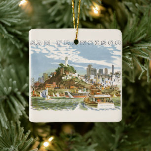 Vintages San Francisco Bay Travel Poster Ferryboat Keramikornament