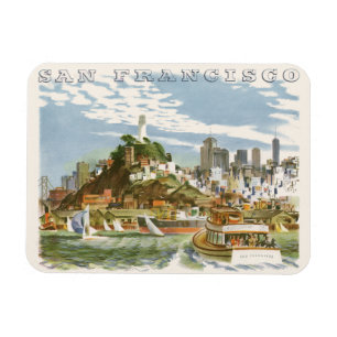 Vintages San Francisco Bay Travel Poster Ferryboat Magnet