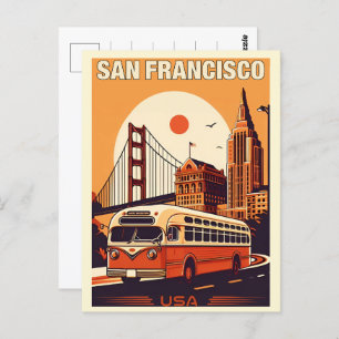 Vintages San Francisco, CA alter Bus auf der Straß Postkarte