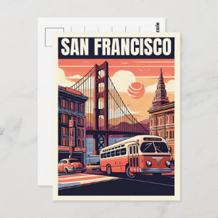 Vintages San Francisco, CA alter Bus auf der Straß Postkarte