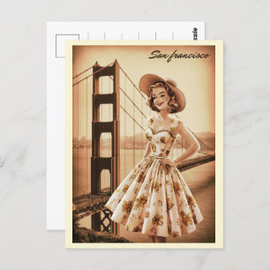 Vintages San Francisco, CA alter Bus auf der Straß Postkarte