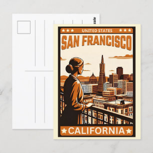 Vintages San Francisco, CA Balkongeschenke Postkarte