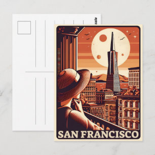 Vintages San Francisco, Ca Balkongeschenke Postkarte