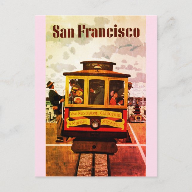 Vintages San Francisco Cable Car Postkarte (Vorderseite)