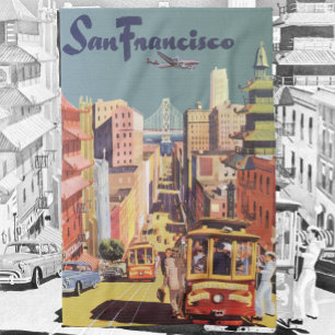 Vintages San Francisco Cable Cars Travel Poster Ar Geschirrtuch