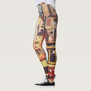 Vintages San Francisco Cable Cars Travel Poster Ar Leggings