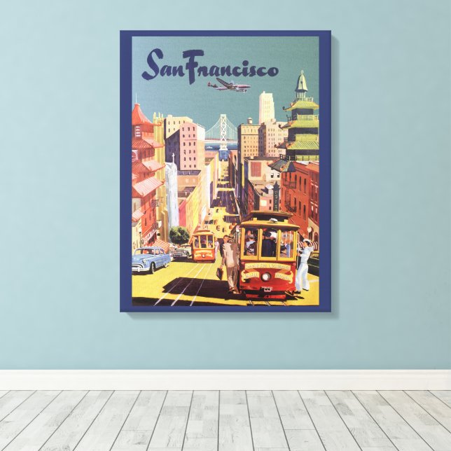 Vintages San Francisco Cable Cars Travel Poster Ar Leinwanddruck (Insitu (Holzboden))