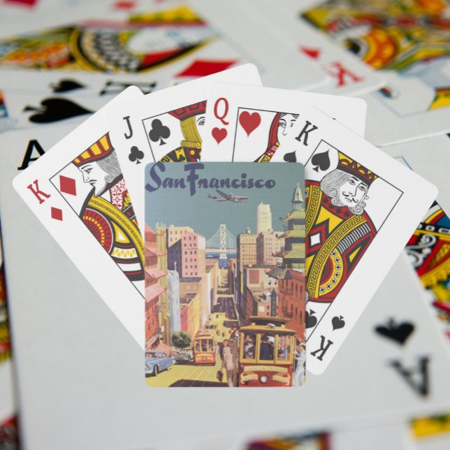 Vintages San Francisco Cable Cars Travel Poster Ar Spielkarten (Von Creator hochgeladen)