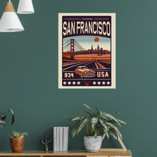 Vintages San Francisco City Classic Car, Kaliforni Poster