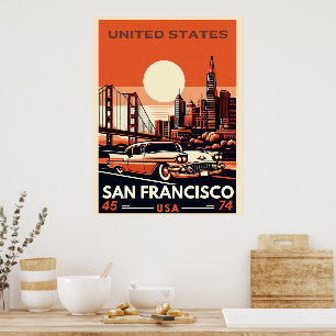 Vintages San Francisco City Classic Car, Kaliforni Poster